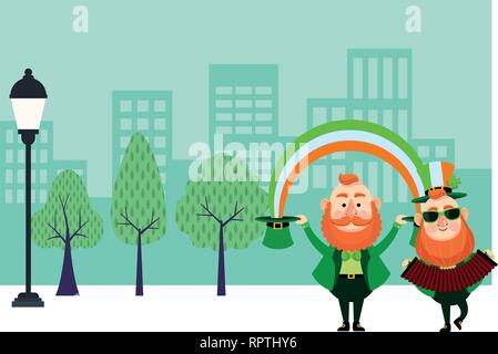 Caricatures elfes St Patricks day Illustration de Vecteur