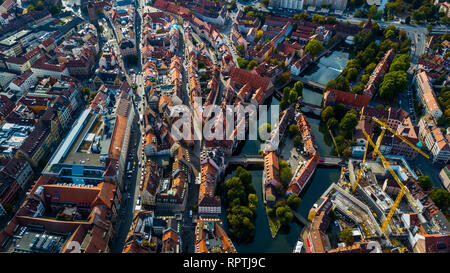 Aérienne de la Altstadt ou vieille ville, Nuremberg, Allemagne Banque D'Images