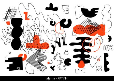 La mode unique de Collection artistique formes abstraites dans la technique à la main Illustration de Vecteur