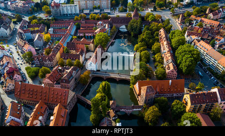 Aérienne de la Altstadt ou vieille ville, Nuremberg, Allemagne Banque D'Images