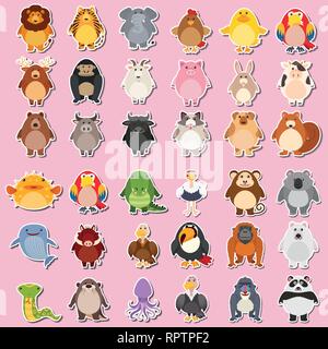 Sticker animal Mega pack illustration Illustration de Vecteur