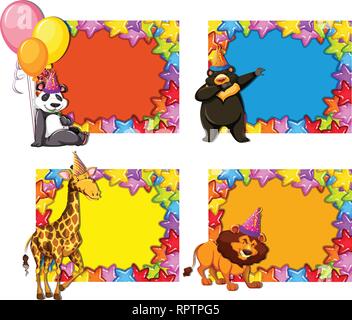 Ensemble d'invitations de partie animale illustration Illustration de Vecteur