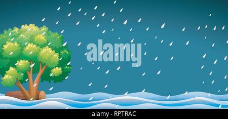 Un matin pluvieux illustration paysage nature Illustration de Vecteur