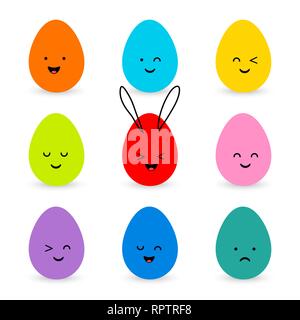 Jeu de cute les oeufs de Pâques colorés. Vector illustration Illustration de Vecteur