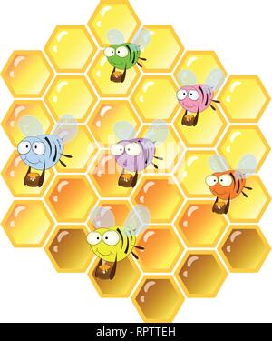 Les abeilles à miel et vector illustration Illustration de Vecteur