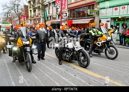 Club Moto sikh en Parade, Vancouver, British Columbia, Canada Banque D'Images