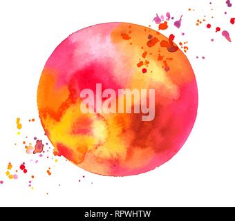 Un résumé dynamique artistique aquarelle rouge et jaune texture de fond, scalable vector cercle avec une place pour le texte ou le logo Illustration de Vecteur