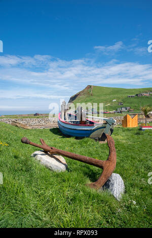 L 'Repus" une pêche restauré par le coble plage à Skinningrove, North Yorkshire, Angleterre. Banque D'Images