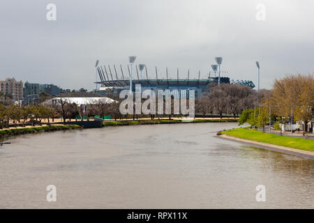 Terrain de cricket de Melbourne et de la rivière Yarra, Melbourne, Victoria, Australie Banque D'Images