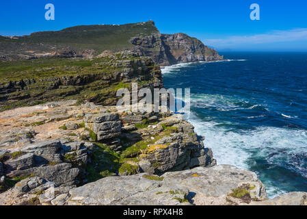 Voir de Cape Point et le Cap Maclear, du Cap de Bonne Espérance, péninsule du Cap, près de Cape Town, Western Cape, Afrique du Sud Banque D'Images