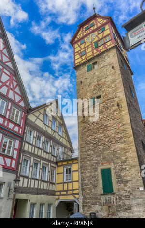 Schwaebisch Hall, Allemagne - 19 Février 2019 : les rues de Schwaebisch Hall, Baden Wuerttemberg est un état dans le sud-ouest de l'Allemagne Banque D'Images