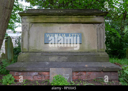 William Etty tombe près de St Mary's Abbey dans les jardins du musée, de la ville de York, au Royaume-Uni. Banque D'Images