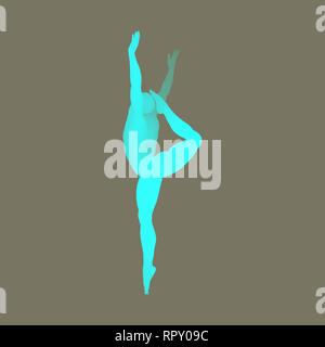 Silhouette d'un danseur de ballet. Modèle 3D de l'homme. Symbole du sport. L'élément de conception. Vector illustration. Illustration de Vecteur