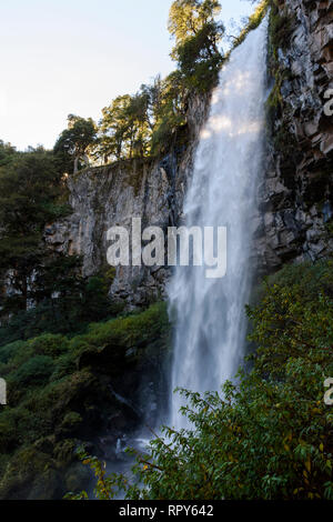 El Saltillo cascade situé dans le Parc National Lanin, Patagonie, Argentine Banque D'Images