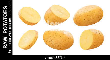 Pommes de terre crues isolé sur fond blanc avec clipping path Banque D'Images