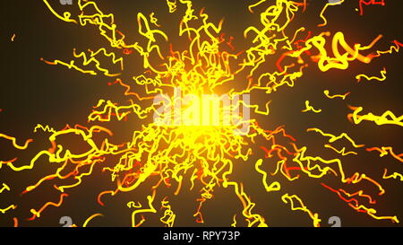 Explosion de particules lumineuses, style cartoon, contexte de rendu 3D, l'ordinateur la génération de toile Banque D'Images