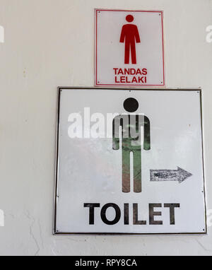 Signer pour les toilettes, Men's Restroom, WC, Melaka, Malaisie. Banque D'Images