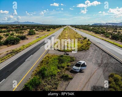 Vue aérienne des environs de Santa Ana, Sonora, Mexique. paysage, autoroute (Photo : Luis Gutierrez / NortePhoto) .. Vista aerea de los alrededore Banque D'Images
