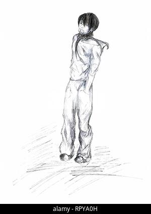 Peint en noir et blanc portrait d'un homme. L'image est dessiné avec un crayon. Illustration de Vecteur