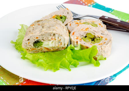 Viande hachée avec brocoli et vert salat. Studio Photo Banque D'Images