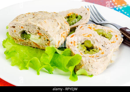 Viande hachée avec brocoli et vert salat. Studio Photo Banque D'Images