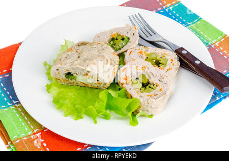 Viande hachée avec brocoli et vert salat. Studio Photo Banque D'Images