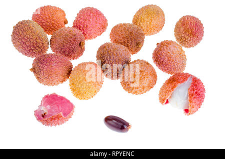 Petit sweet sour berry Litchi chinensis. Studio Photo Banque D'Images