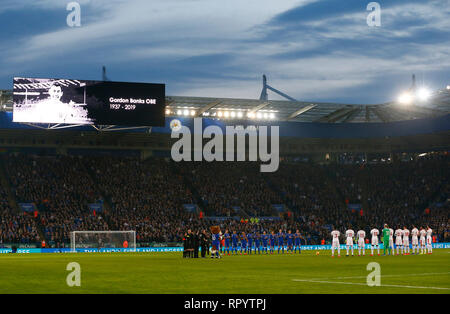 Leicester, Royaume-Uni. Feb 23, 2019. En mémoire de Gordon Banks au cours de Premier League anglaise entre Leicester City et Crystal Palace à King Power stadium, Leicester, Angleterre le 23 février 2019. Action Crédit : Foto Sport/Alamy Live News Banque D'Images