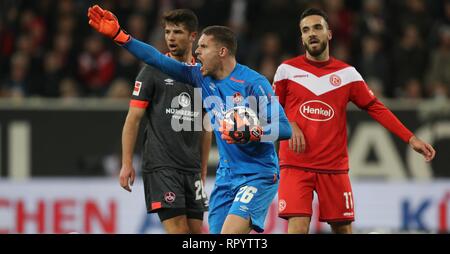 Dusseldorf, Allemagne.23 Feb, 2019. Dusseldorf, Allemagne. Feb 23, 2019. firo : 23.02.2019 2.Bundesliga, football, saison 2018/2019, Fortuna Düsseldorf Düsseldorf - 1.FC Nuremberg Nuremberg geste, gardien, Christian Mathenia | Conditions de crédit dans le monde entier : dpa/Alamy Live News Crédit : afp/Alamy Live News Banque D'Images
