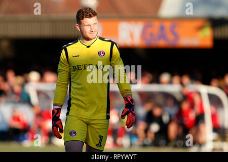 Kingston, Surrey, UK. Feb 23, 2019. Dillon Phillips de Charlton Athletic vu au cours de l'EFL Sky Bet League 1 match entre l'AFC Wimbledon et Charlton Athletic au Cherry Red Records Stadium, Kingston, en Angleterre, le 23 février 2019. Photo par Carlton Myrie. Usage éditorial uniquement, licence requise pour un usage commercial. Aucune utilisation de pari, de jeux ou d'un seul club/ligue/dvd publications. Credit : UK Sports Photos Ltd/Alamy Live News Banque D'Images