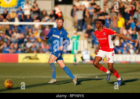 Kingston, Surrey, UK. Feb 23, 2019. Scott Wagstaff de l'AFC Wimbledon au cours de l'EFL Sky Bet League 1 match entre l'AFC Wimbledon et Charlton Athletic au Cherry Red Records Stadium, Kingston, en Angleterre, le 23 février 2019. Photo par Carlton Myrie. Usage éditorial uniquement, licence requise pour un usage commercial. Aucune utilisation de pari, de jeux ou d'un seul club/ligue/dvd publications. Credit : UK Sports Photos Ltd/Alamy Live News Banque D'Images