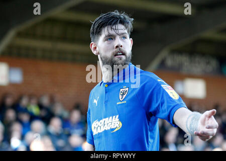 Kingston, Surrey, UK. Feb 23, 2019. Anthony Wordsworth de l'AFC Wimbledon au cours de l'EFL Sky Bet League 1 match entre l'AFC Wimbledon et Charlton Athletic au Cherry Red Records Stadium, Kingston, en Angleterre, le 23 février 2019. Photo par Carlton Myrie. Usage éditorial uniquement, licence requise pour un usage commercial. Aucune utilisation de pari, de jeux ou d'un seul club/ligue/dvd publications. Credit : UK Sports Photos Ltd/Alamy Live News Banque D'Images