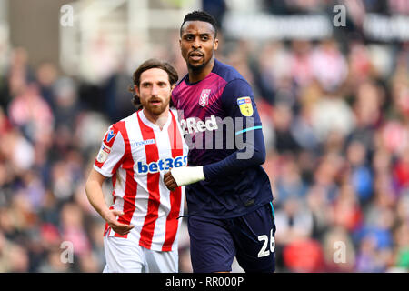 STOKE ON TRENT, Royaume-Uni 23ÈME Jonathan Kodjia (26 février) de Aston Villa pendant le match de championnat Sky Bet entre Stoke City et Aston Villa au Britannia Stadium de Stoke-on-Trent le samedi 23 février 2019. (Crédit : Jon Hobley | MI News) Credit : MI News & Sport /Alamy Live News Banque D'Images