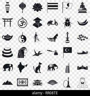 Les choses de l'Asie, le style simple icons set Illustration de Vecteur