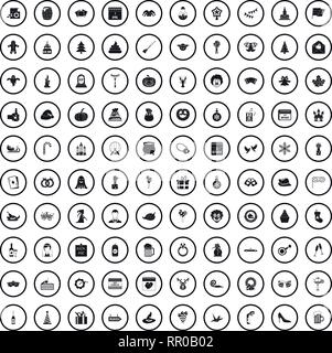 100 jours fériés icons set dans un style simple Illustration de Vecteur