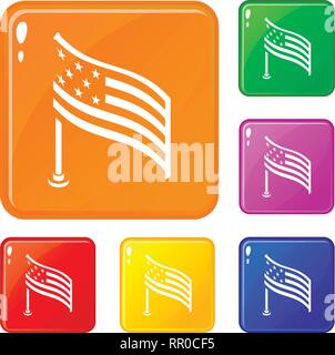 American Flag icons set vector color Illustration de Vecteur