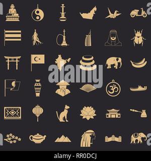 Les choses de l'Asie, le style simple icons set Illustration de Vecteur