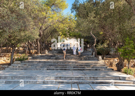 Athènes, Grèce - 14 septembre 2018 : l'entrée principale de l'Acropole à Athènes. Banque D'Images