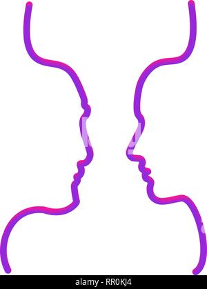 Deux personnes silhouettes tirées avec une seule ligne. Vector illustration simple. Séparer sur un fond blanc. Illustration de Vecteur