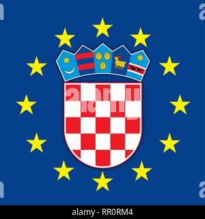 Autriche armoiries sur le drapeau de l'Union européenne, la Croatie d'illustration vectorielle armoiries sur le drapeau de l'Union européenne, vector illustration Illustration de Vecteur