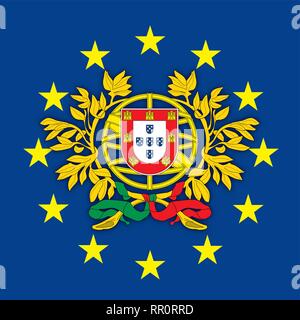 Autriche armoiries sur le drapeau de l'Union européenne, vecteur illustration Portugal armoiries sur le drapeau de l'Union européenne, vector illustration Illustration de Vecteur