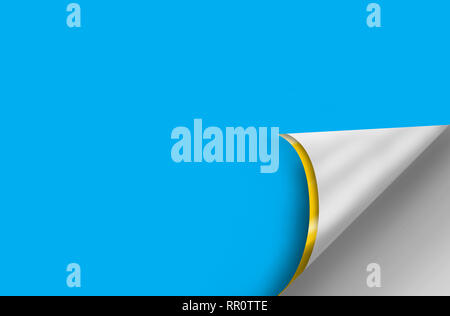 Coin de papier froissé bleu page avec shadow qui a 2 ans et d'un couleur background illustration. Banque D'Images