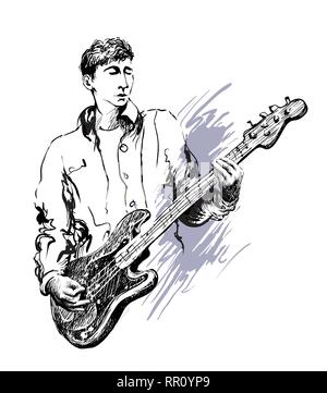 Joueur de guitare. Jazz, rock music festival Illustration de Vecteur