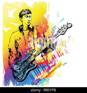 Joueur de guitare. Jazz, rock music festival Illustration de Vecteur