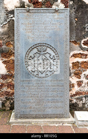 Tombstone néerlandais de St Paul's Church Cemetery, 17e siècle, Melaka, Malaisie. Banque D'Images