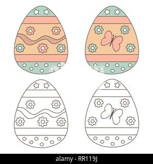 Cute cartoon vector pour des oeufs de pâques à colorier d'art Illustration de Vecteur
