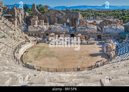 Amphithéâtre, Side, Turquie Banque D'Images