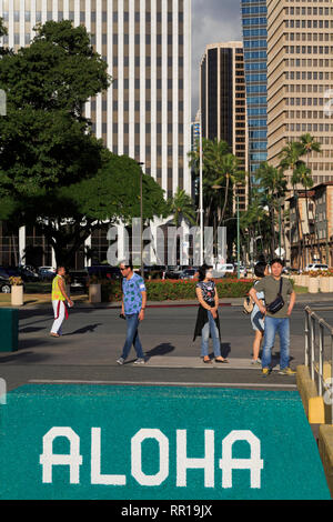 Bishop Street, Honolulu, Oahu, Hawaii, USA Banque D'Images