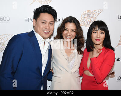 JON M. CHU, Michelle Yeoh, et CONSTANCE WU assiste à la 56e Prix annuel ICG Publicist au Beverly Hilton Hotel à Beverly Hills, Californie. Feb 22, 2019. Credit : Billy/Bennight ZUMA Wire/Alamy Live News Banque D'Images