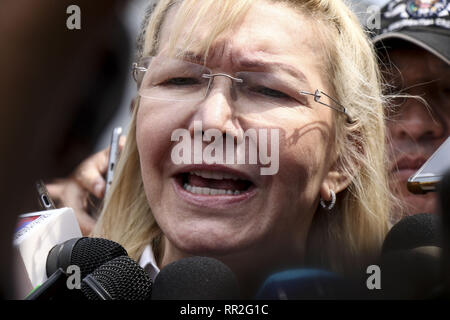 Caracas, Venezuela. Feb 23, 2019. Le Venezuela a évincé haut procureur Luisa Ortega, sur Tienditas Bridge à Cucuta, Colombie le 23 février 2019. Credit : Elyxandro Cegarra/ZUMA/Alamy Fil Live News Banque D'Images